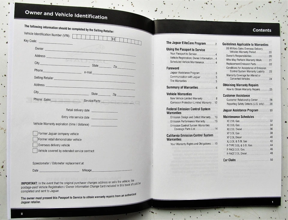 2016 16 2017 17 JAGUAR XJ XE XF F-TYPE F-PACE ВЛАДЕЛЬЦЫ РУКОВОДСТВО ПАСПОРТ ДЛЯ ОБСЛУЖИВАНИЯ - Изображение 2 из 3