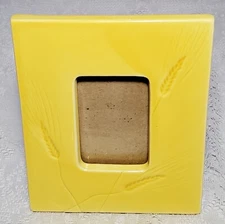 1995 Yellow Ceramic Wheat Boho Chic Cottage Porcelain Frame Thailand Fetco Vtg