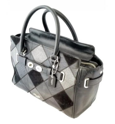 バッグ COACH ToteBag Patchwork Turn Lock Suede Coach Black BlakeLeather & Suede Patchwork Turn Lock Detail Tote