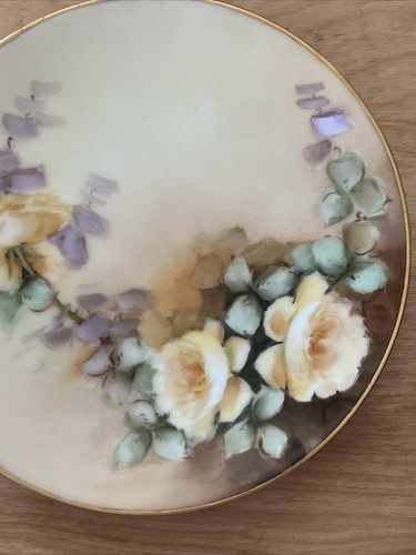 7.5” Hand Painted Yellow Roses Plate “Sevres” - Picture 2 of 5