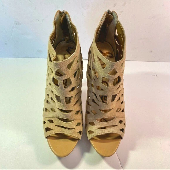 Zapato para mujer Sam Edelman de gamuza tostada Stiletto Cage Peep Toe US 9M EUR 40 Foto 4 de 4