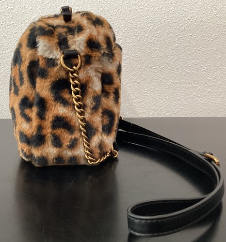 Kurt Geiger Kensington Leopard Fuzzy Puff Camera Crossbody 9.5" x 4" x 7" New - Picture 3 of 14