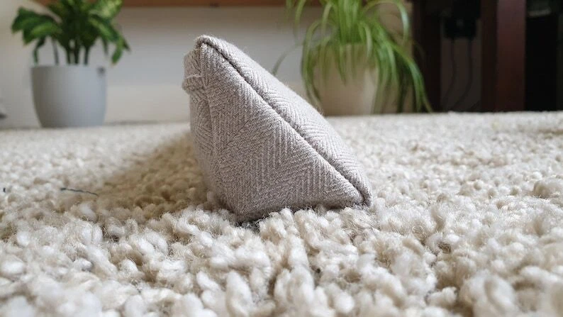 Draught Excluder Triangular® Washable, Heavy, Attachable ~ Herringbone Cream - Image 2 of 4