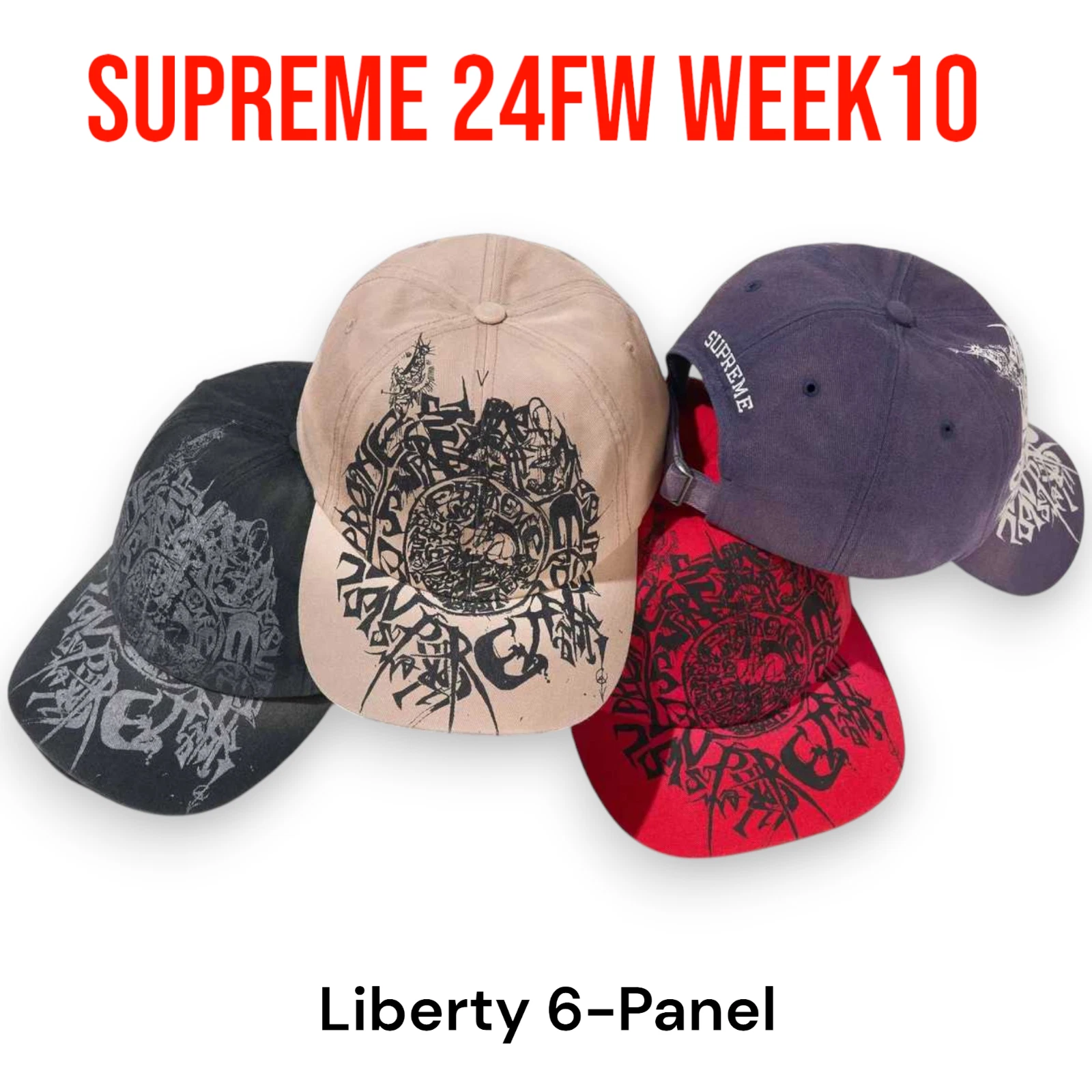 Casquette Supreme 24F W Week10 Liberty 6 panneaux saule unisexe JAPON produits neufs