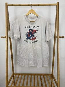 VTG-80s-East-West-Kung-Fu-Karate-Short-Sleeve-Single-Stitch-T-Shirt-Size-XL-USA