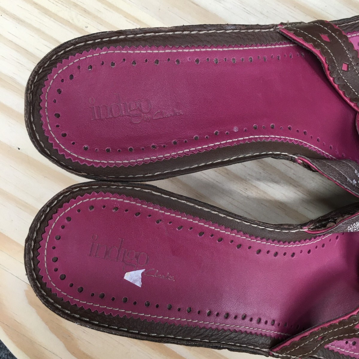 Indigo by Clarks Sandal Womens 10M Pink Brown Slide Wedge Open Toe