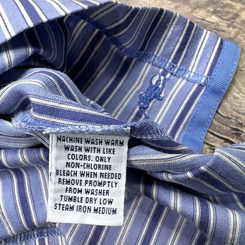 Ralph Lauren POLO GOLF Shirt Mens XL Striped Pima Cotton Pony Blue Lavender - Picture 10 of 10