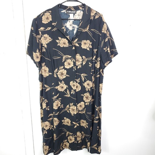 Vintage Dress Womens 22W Sag Harbor Button Front 90s Retro Grunge Teacher Midi