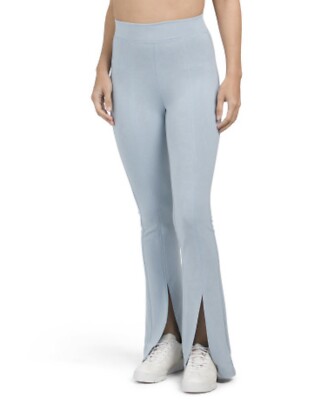 Yogalicious High Rise Flare Leg With Split Front Leggings Size XL Blue Fog NEW