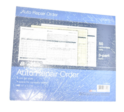 Adams Auto Repair Order GT3870 50 Pack Form Invoices 3 Part BENT CORNERS