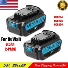 2 Pack 20V For DeWalt 20 Volt Max XR 6.5AH Lithium Ion Battery DCB206 DCB204 205