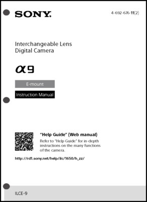 Sony Alpha A9 Digital Camera User Guide Instruction Manual ILCE-9 | eBay