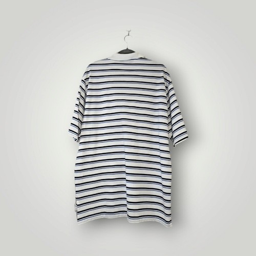 Polo Golf Ralph Lauren Para Hombres Polo a Rayas L Blanco Azul Marino Algodón Pima - Imagen 2 de 6