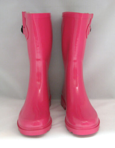 New Womens Rain Boots Rubber Solid Colors Mid Height Wellies Mid Calf ...
