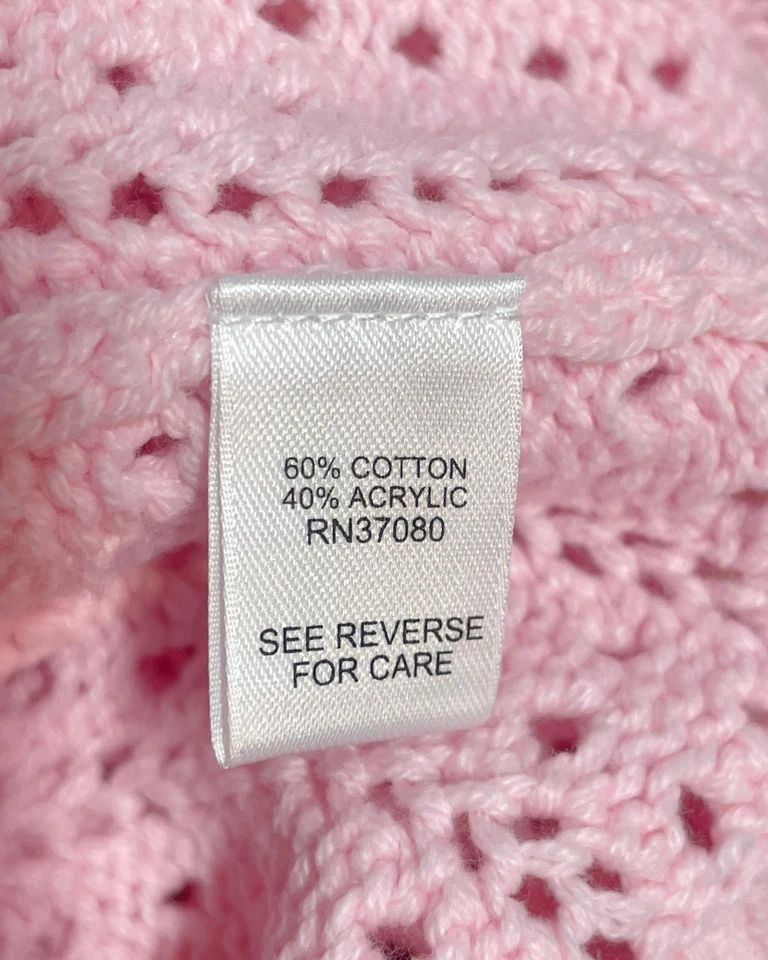 Cárdigan Cato Talla M Cuello Chal Recortado Coqueta Rosa Tejido Abierto Cottagecore Foto 2 de 4