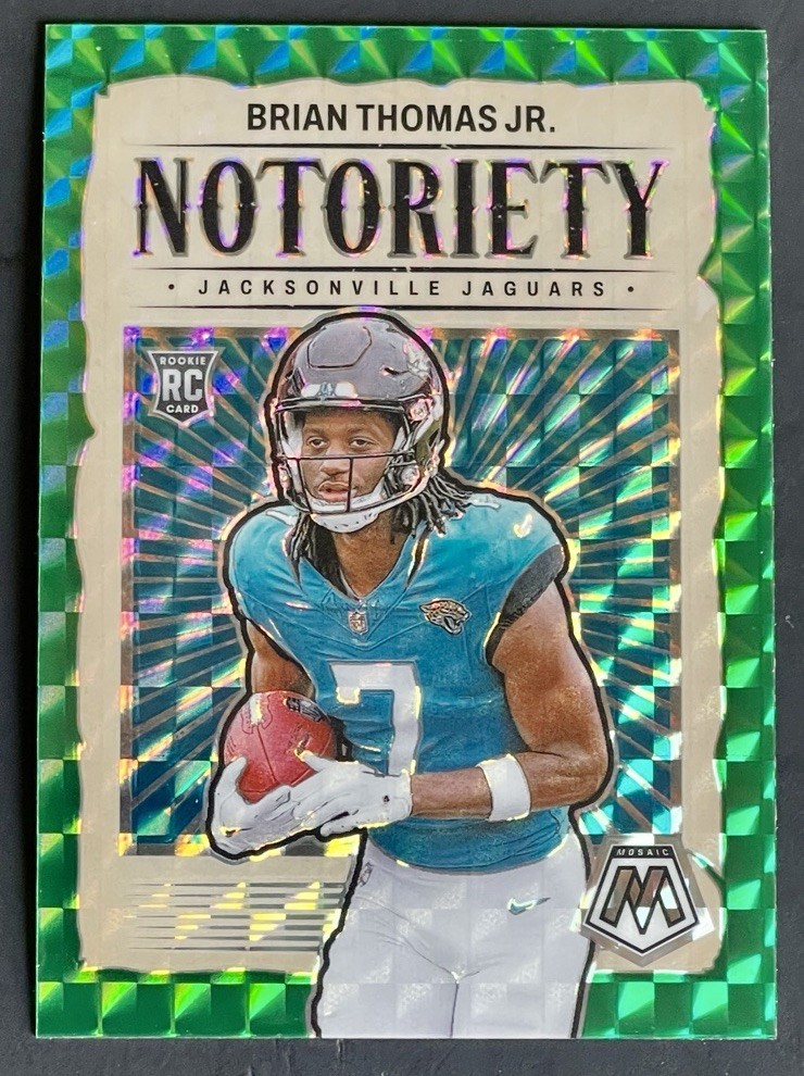 2024 Mosaic Brian Thomas Jr Rookie Notoriety Green Mosaic Prizm RC #25 Jaguars