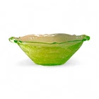 VTG Lancaster Debbra Green Depression Glass Bowl Uranium 9" Glows UV Light Used