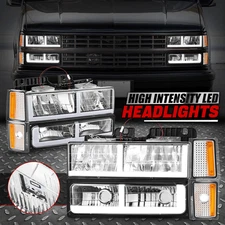 [LED DRL Strip] For 88-93 Chevy C10 C/K 1500 Headlight Bumper Corner Lamp Chrome