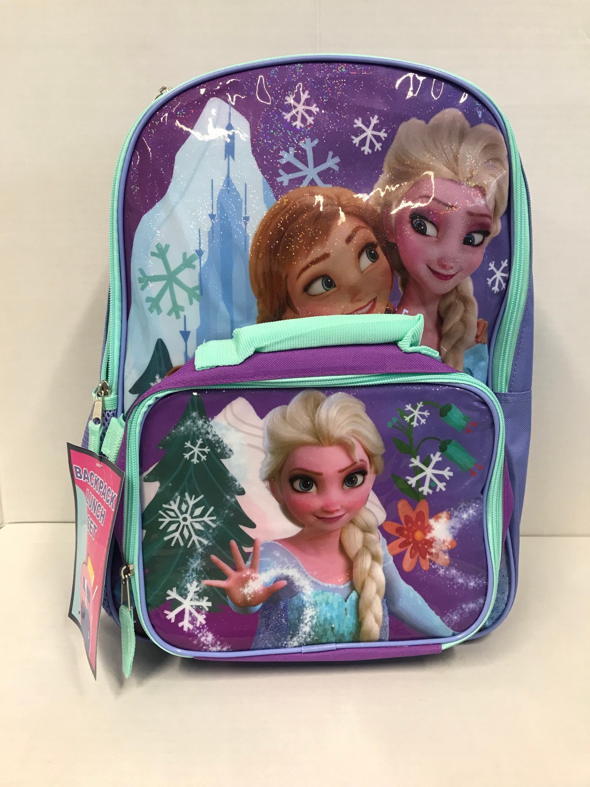 Large Backpack - Disney - Frozen Anna Hug Elsa w/Lunch Bag 16