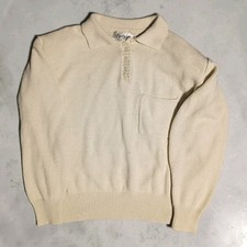 Partners by Mervyns Women s Vintage Tan Knit Sweater Medium 80s-90s Button Rare