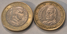2 - 1 Euro Coins  2002 ESPANA - SPAIN & 2014 LATVIJAS - LATVIA