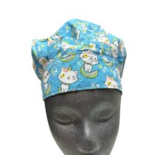 Scrub Cap Bouffant Style Elastic Back Unikitty Unicorn Rainbow Cat Handmade