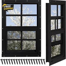 Shed Windows 2 Pack, Chicken Coop Windows 24" X 36" with Tempered Glass