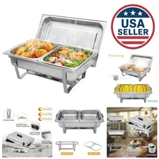 Complete 8 Quart Chafing Dish Buffet Set with Easy Clean Stainless Steel Design