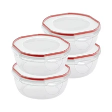 Sterilite Ultra Seal 4.7 Qt Plastic Food Storage Bowl Container w/ Lid (4 Pack)