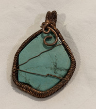 Handcrafted Copper Wire Wrapped Blue Turquois...
