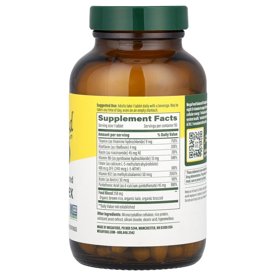 MegaFood DailyFoods Complejo B Balanceado 90 Comprimidos Sin Lácteos, Sin Gluten, Foto 2 de 3