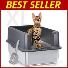 Anti-Odor XL Stainless Steel Litter Pan for Big Cats