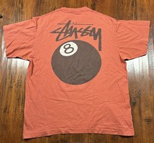 Vintage Stussy 8 Ball Double Sided T Shirt White Made In USA Mens XL 80s Stitch