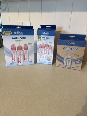 Dr. Browns Anti Colic Bottles Brand New 8oz and 4oz Glass And Plastic Pink Lot