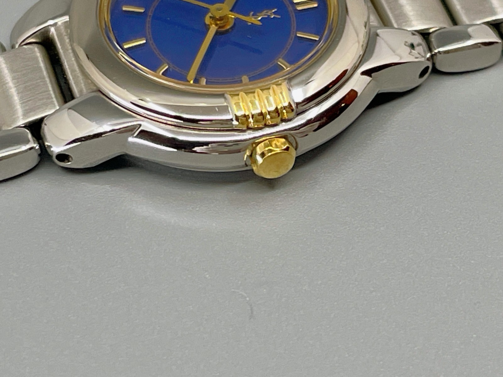 【Near Mint】Yves Saint Laurent Women's Qz 23mm Watch Navy Dial Gold US Stock thumbnail 16