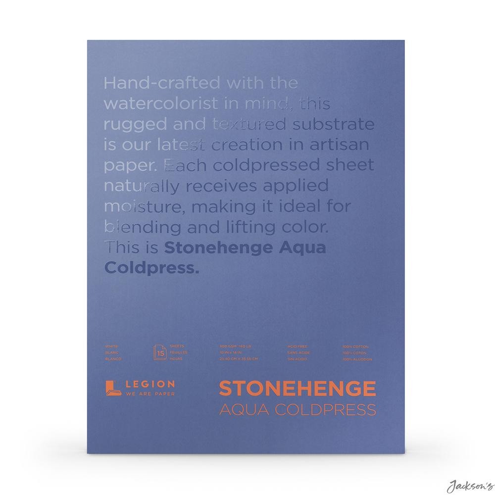 Stonehenge Aqua Watercolour Paper Block 100% Cotton 10x14in 300gsm Cold Pressed