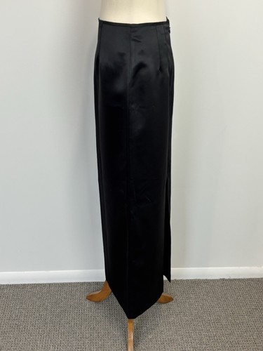 Vintage Stiletto Australia Womens Skirt 8 S Black Satin Long Formal Occasion Y2K - Picture 4 of 8
