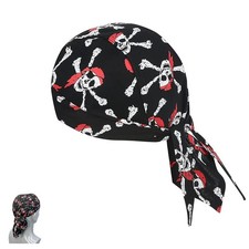 Bandana Hat Beanies Doo Rags for Men Skull Cap Pirate Biker Medium, Black
