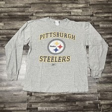 Vintage Y2K Pittsburgh Steelers Reebok LS Shirt Grey Large Well Worn VTG NFL