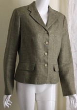 Ralph Lauren Sz 12 Green Gold Metallic Herringbone Jacket Blazer Linen L