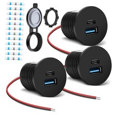 RV USB Outlet 12V/24V Quick Charger, Dual PD.0 QC.0 Fast Charger Type A 3