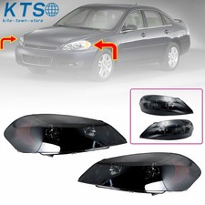 For Chevy Impala 2006-2013 Headlights Halogen Black Smoke Lamps Passengerdriver