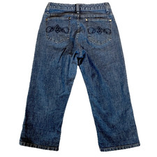 Pantalones de mezclilla Lee Slender Secret Capris de colección para mujer talla 6 azules bordados elásticos boho Y2K