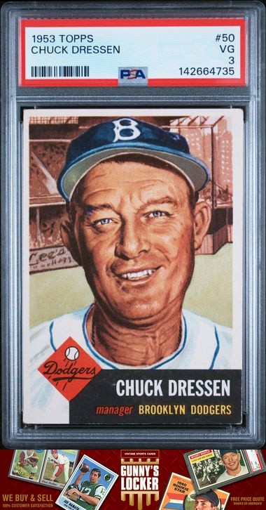 1953 Topps Chuck Dressen 50 Brooklyn Dodgers PSA 3