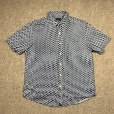 UNTUCKit Shirt Mens Medium Blue Geometric Button Up Short Sleeve