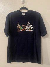 VTG The Warner Bros Studio Store Black Embroidered Looney Tunes T-Shirt Sz M 