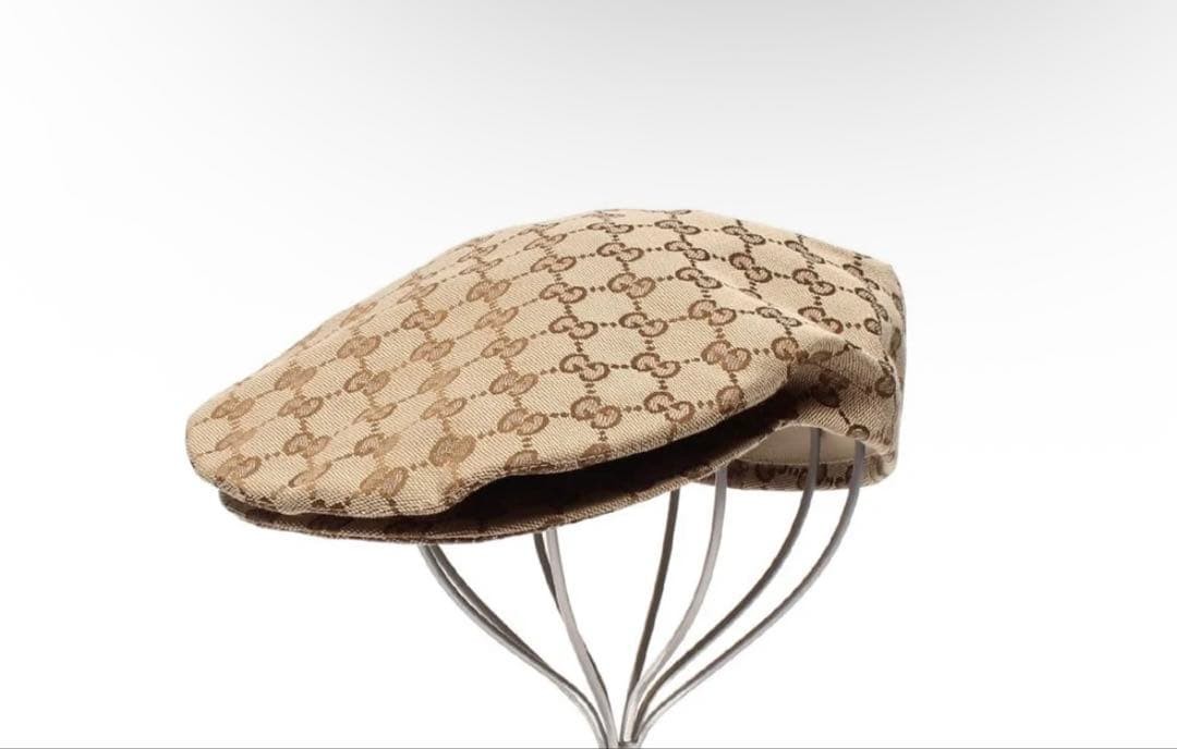Gucci Hunting Hat Cap GG pattern Beige Size M Men's Authentic