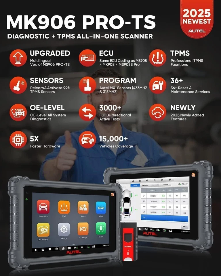 Autel MaxiCOM MK906 Pro-TS Upgrade of MaxiSys MS906 Pro TS MS906 Pro Full TPMS - Image 2 of 4