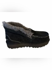 UGG Ansley Parc Black Suede Fur Slippers Womens Size 9 NWOB