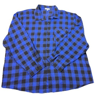 Cromoncent Shirt winter flannel Mens 3XL lumberjack shirt, Blue Black Plaid